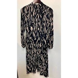 Mint Velvet Womens Black blue Long Sleeve Sara Animal Print Fit‎ & Flare Dress 8